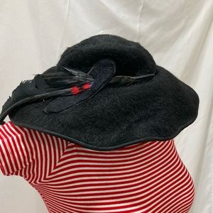 Vintage black and feather hat